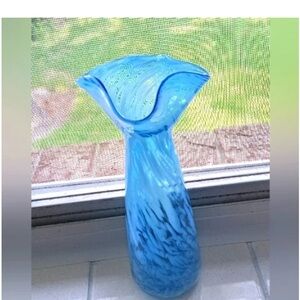 Murano MCM Blue Swirl Glass Vase